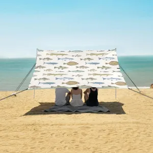 Beach Shade Tent with UPF50  UV Protection,Different Types of Fish Lightweight Camping Sun Shelter for Outdoor,Camping Trips, Fishing, Backyard,Picnics,Easy Set Up and Carry 9x10.5 FT