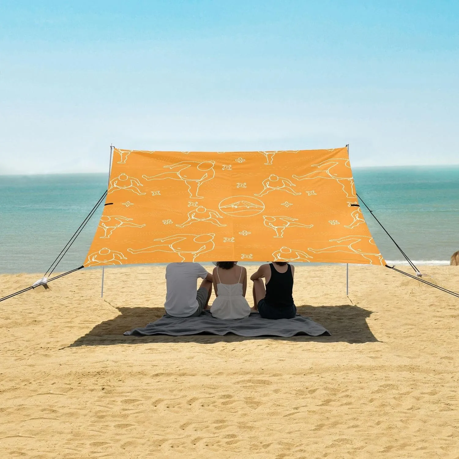 Beach Shade Tent with UPF50  UV Protection,Pattern of Sumo Wrestler Lightweight Camping Sun Shelter for Outdoor,Camping Trips, Fishing, Backyard,Picnics,Easy Set Up and Carry 9x10.5 FT
