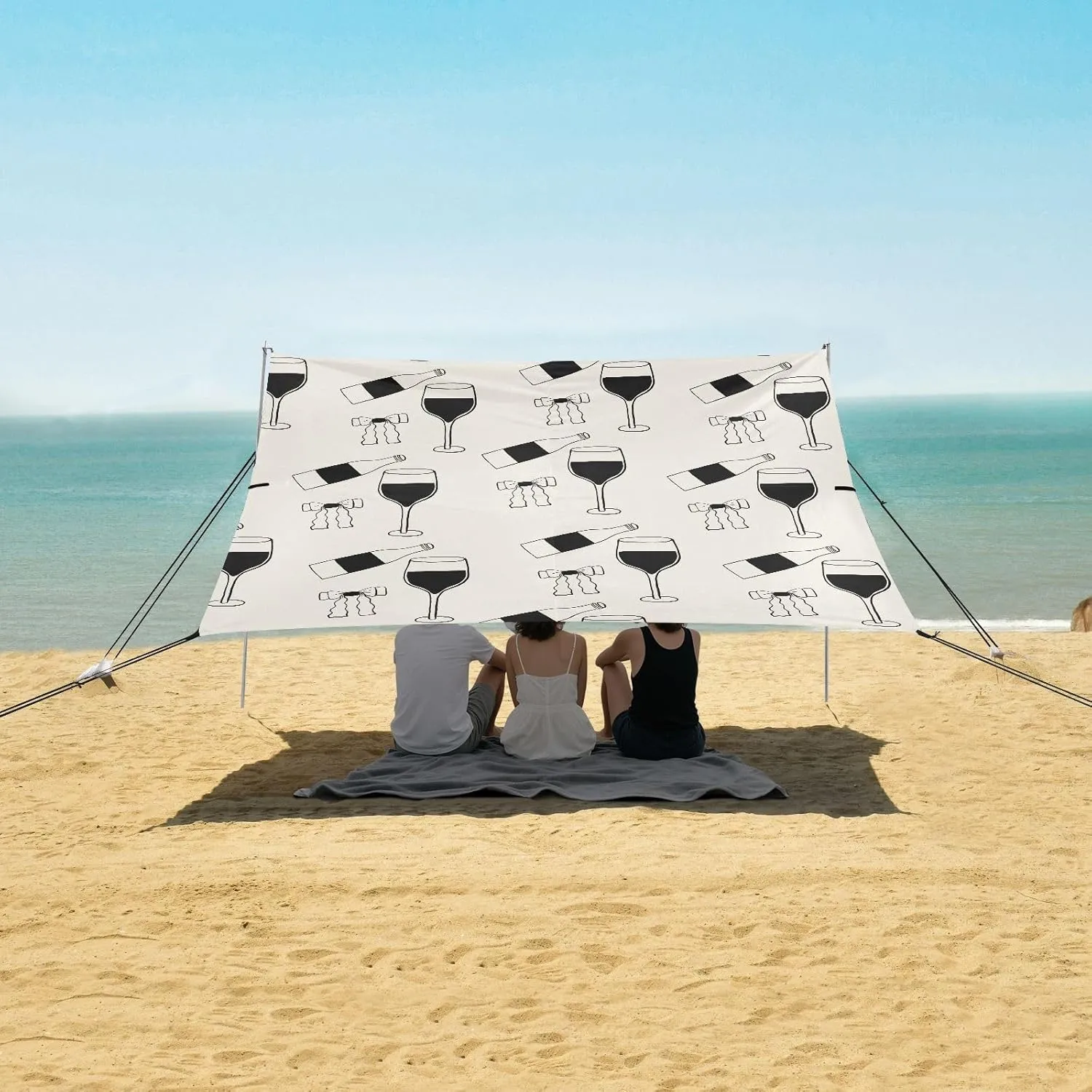 Beach Shade Tent with UPF50  UV Protection,Retro Glass with Bows Lightweight Camping Sun Shelter for Outdoor,Camping Trips, Fishing, Backyard,Picnics,Easy Set Up and Carry 9x10.5 FT