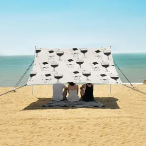 Beach Shade Tent with UPF50  UV Protection,Retro Glass with Bows Lightweight Camping Sun Shelter for Outdoor,Camping Trips, Fishing, Backyard,Picnics,Easy Set Up and Carry 9x10.5 FT