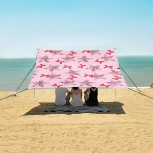 Beach Shade Tent with UPF50  UV Protection,Star Animal Print Red Bows Lightweight Camping Sun Shelter for Outdoor,Camping Trips, Fishing, Backyard,Picnics,Easy Set Up and Carry 9x10.5 FT