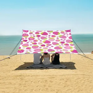 Beach Shade Tent with UPF50  UV Protection,Strawberry Flower Pattern Lightweight Camping Sun Shelter for Outdoor,Camping Trips, Fishing, Backyard,Picnics,Easy Set Up and Carry 9x10.5 FT