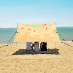 Beach Shade Tent with UPF50  UV Protection,Sweet Ice Cream Texture Lightweight Camping Sun Shelter for Outdoor,Camping Trips, Fishing, Backyard,Picnics,Easy Set Up and Carry 9x10.5 FT