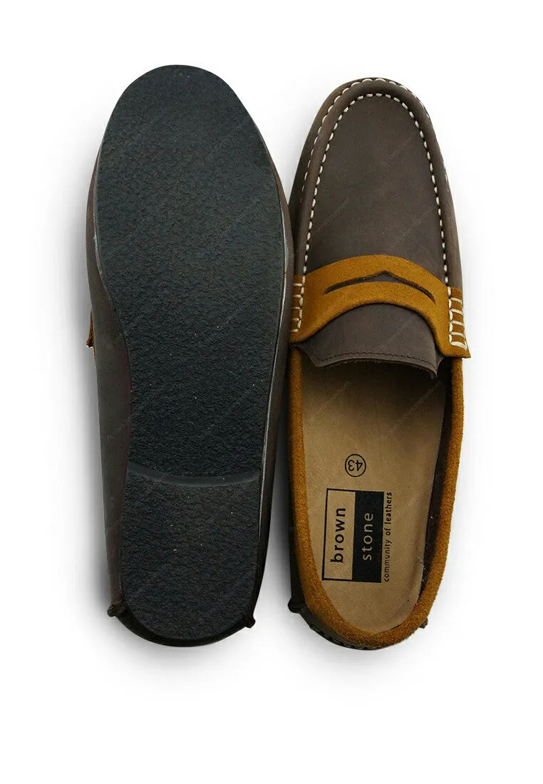 Bicolor Leather Loafer Nubuck and Tan