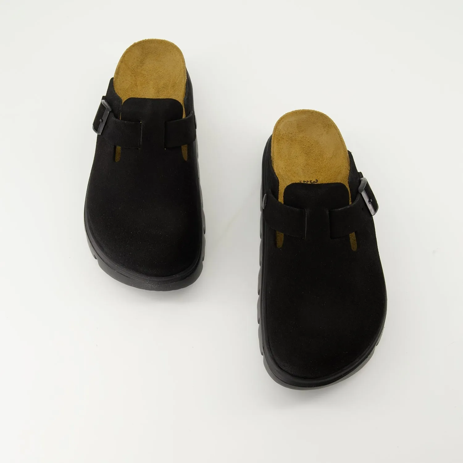 Black Suede Chunky Mules
