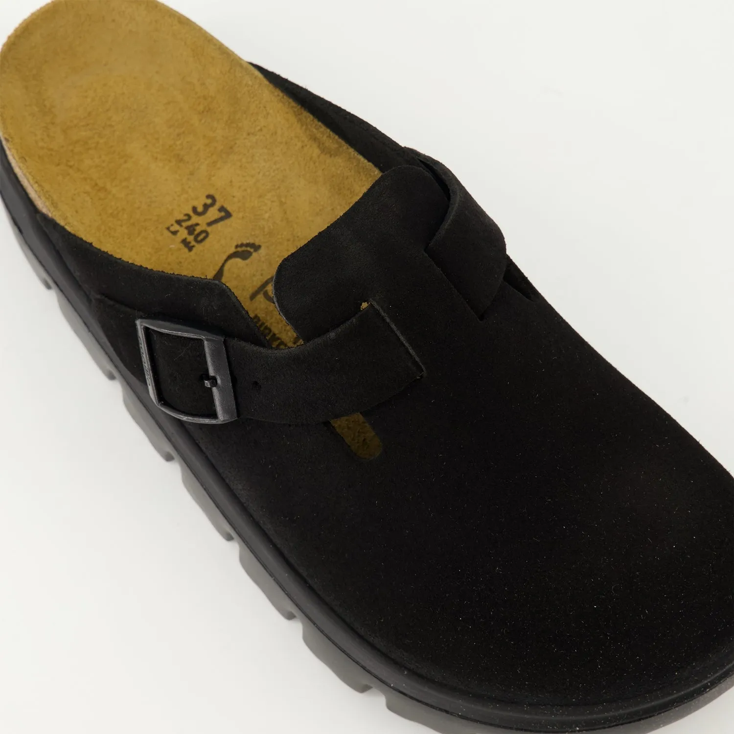 Black Suede Chunky Mules