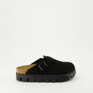 Black Suede Chunky Mules