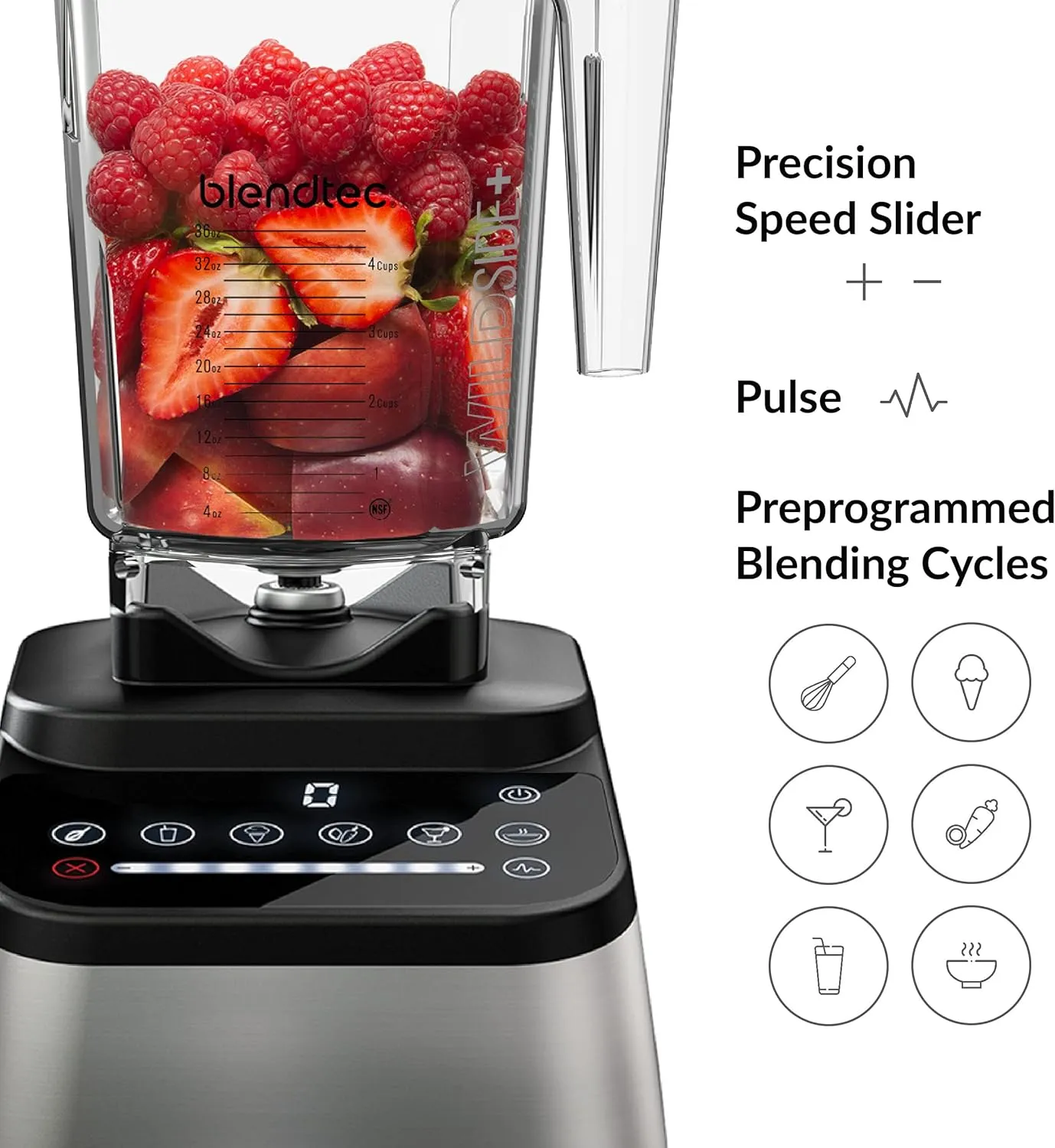 Blendtec Original Designer Series Blender and 90 Oz WildSide  Jar - Kitchen Blender Bundle - Black