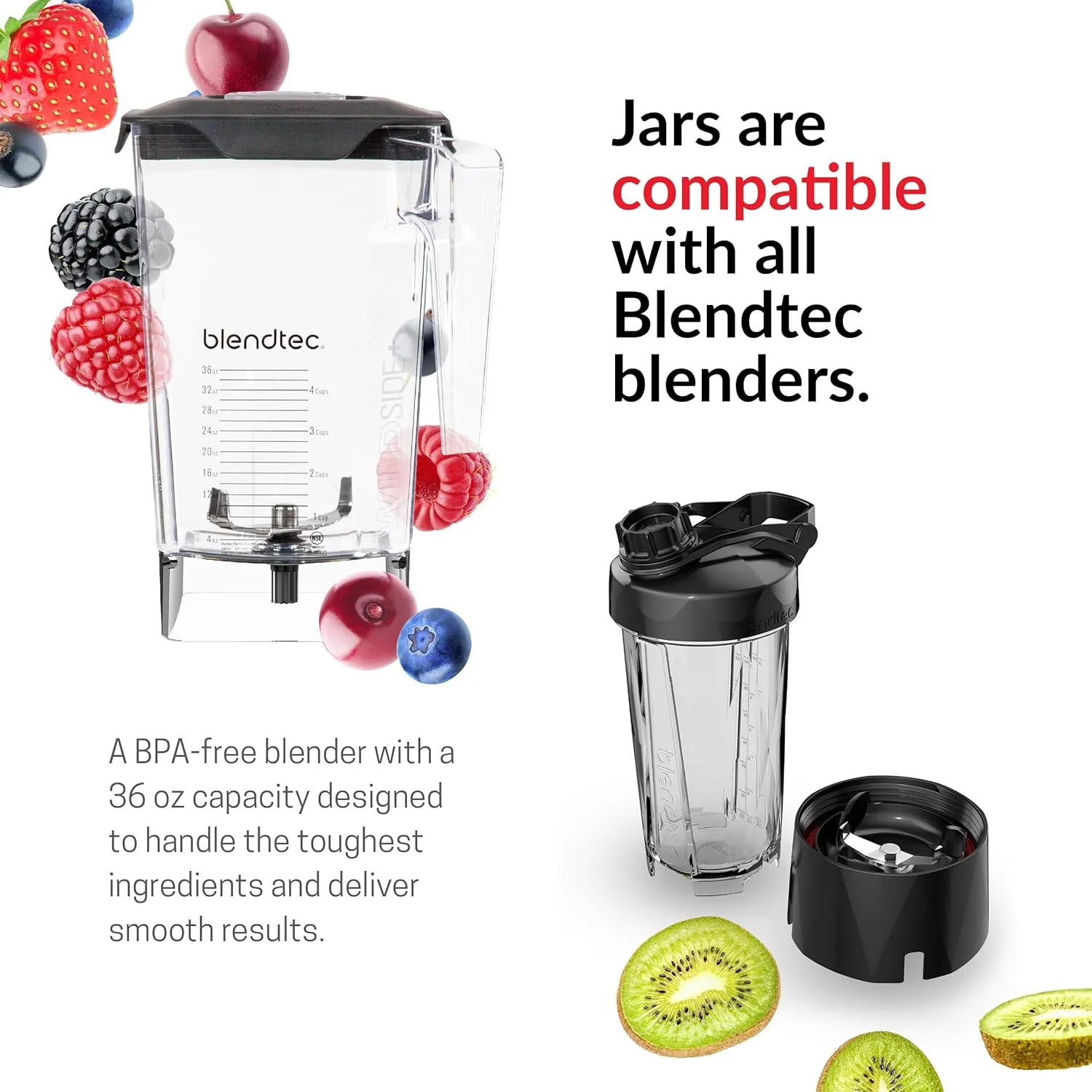 Blendtec Original Designer Series Blender and 90 Oz WildSide  Jar - Kitchen Blender Bundle - Black