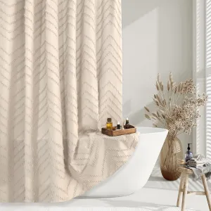 Boho Beige Farmhouse Shower Curtain - TURKIO
