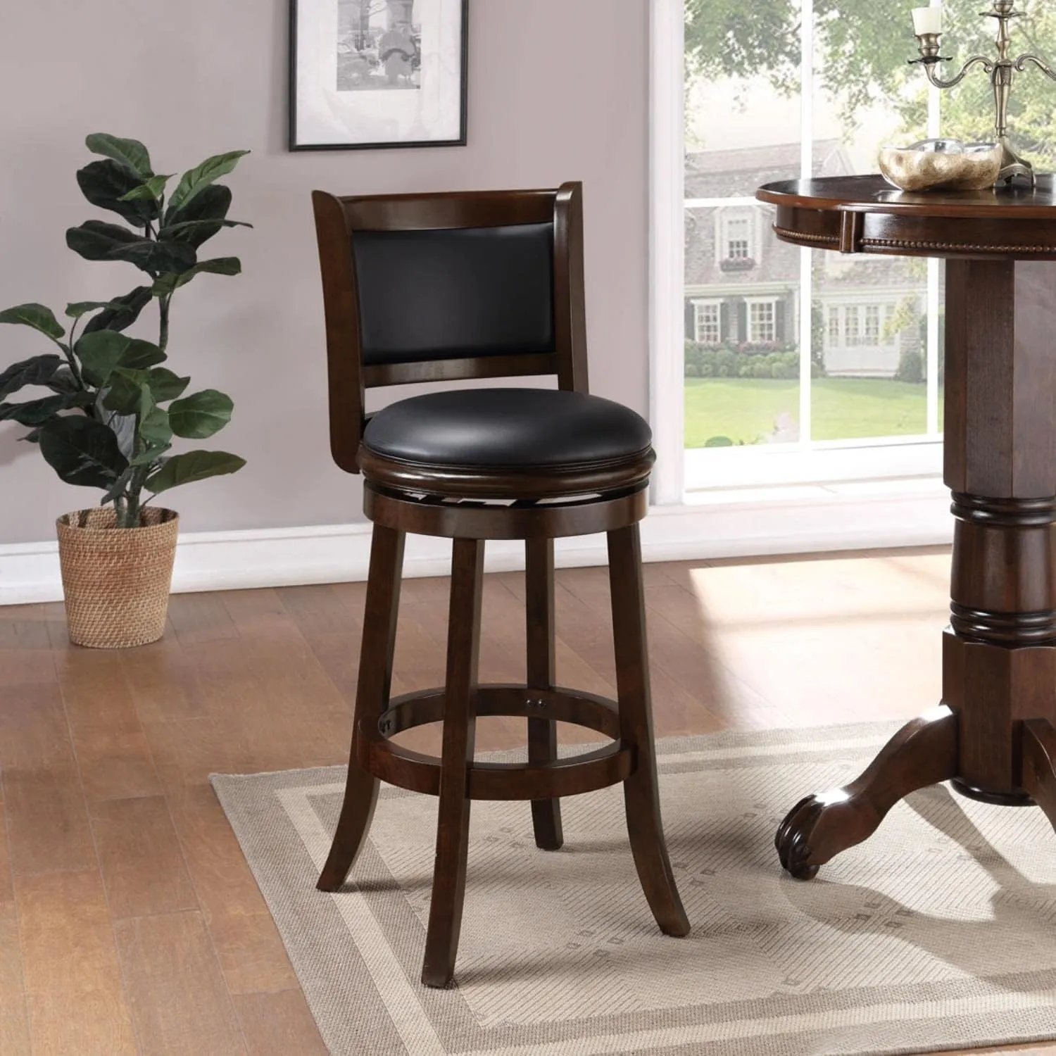 Boraam Augusta Bar Height Swivel Stool, 29-Inch, Cappuccino