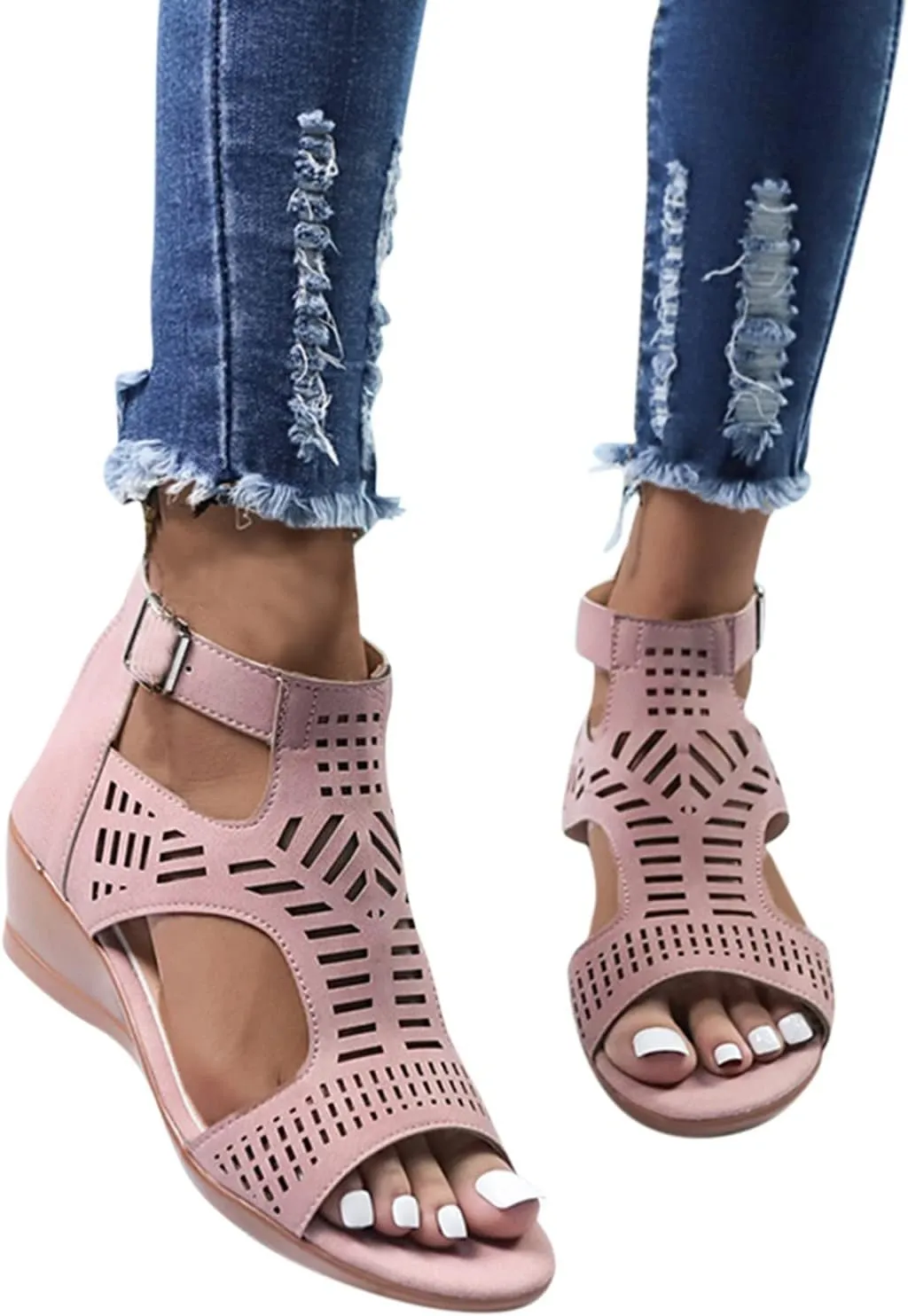 Born Shoes for Women Sandals Toe Ladies For Women Wedges Fashion Out Shoes Hollow Sandals Peep Women Shoes Heels Sandals