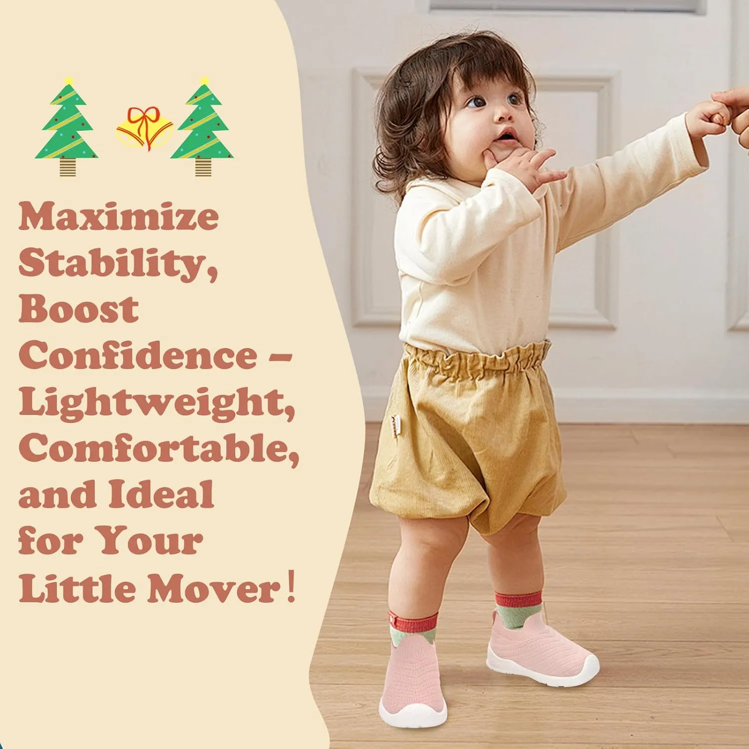 Breathable Baby Sock Shoes,Non-Slip First Walkers 6-24 months,Easy Put on Baby Walking Shoes, Flexible Mesh Toddler Sneakers Boys ,Baby Socks 12-24 months,Barefoot Infant First Steps Shoes,Baby Girl Shoes