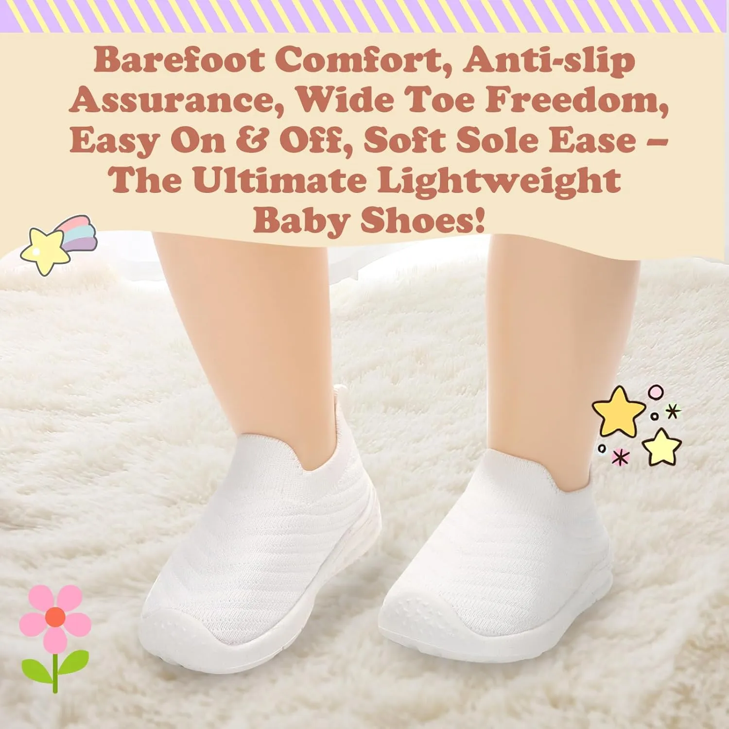 Breathable Baby Sock Shoes,Non-Slip First Walkers 6-24 months,Easy Put on Baby Walking Shoes, Flexible Mesh Toddler Sneakers Boys ,Baby Socks 12-24 months,Barefoot Infant First Steps Shoes,Baby Girl Shoes