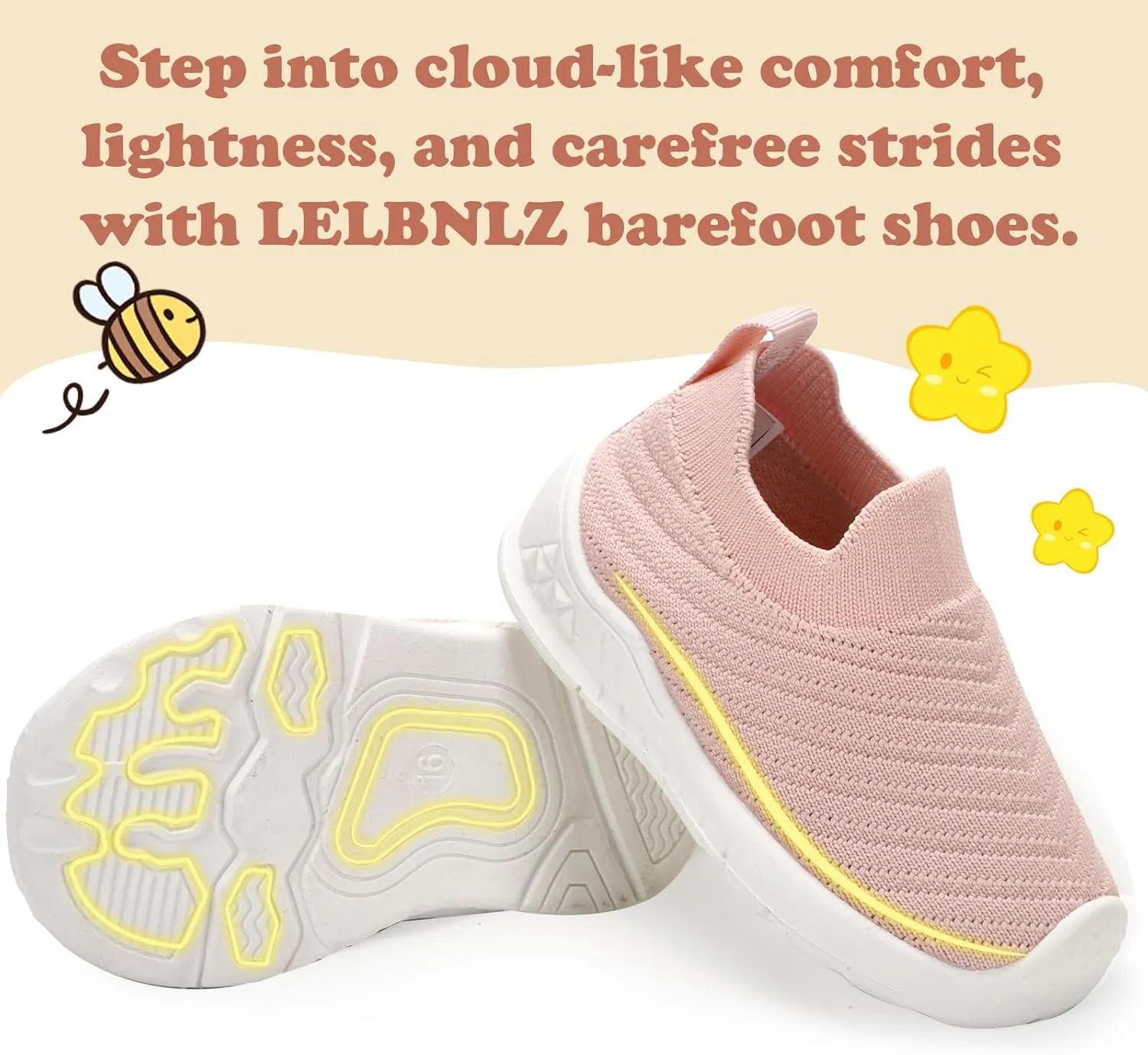 Breathable Baby Sock Shoes,Non-Slip First Walkers 6-24 months,Easy Put on Baby Walking Shoes, Flexible Mesh Toddler Sneakers Boys ,Baby Socks 12-24 months,Barefoot Infant First Steps Shoes,Baby Girl Shoes