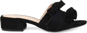 Brinley Co. Womens Salest Ruffle Faux Suede Slide-on Mules Black, 10 Regular US