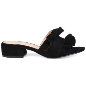 Brinley Co. Womens Salest Ruffle Faux Suede Slide-on Mules Black, 8 Regular US