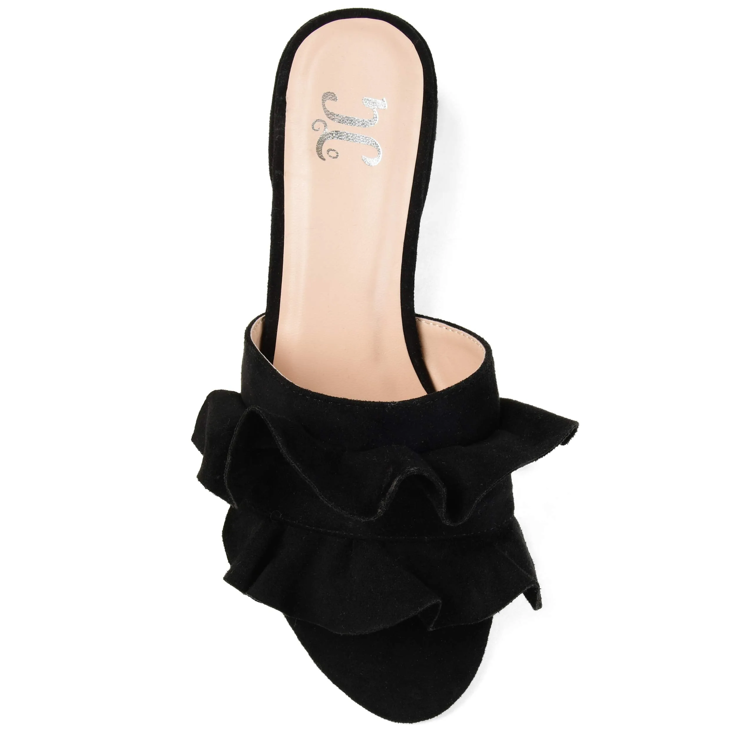 Brinley Co. Womens Salest Ruffle Faux Suede Slide-on Mules Black, 8 Regular US
