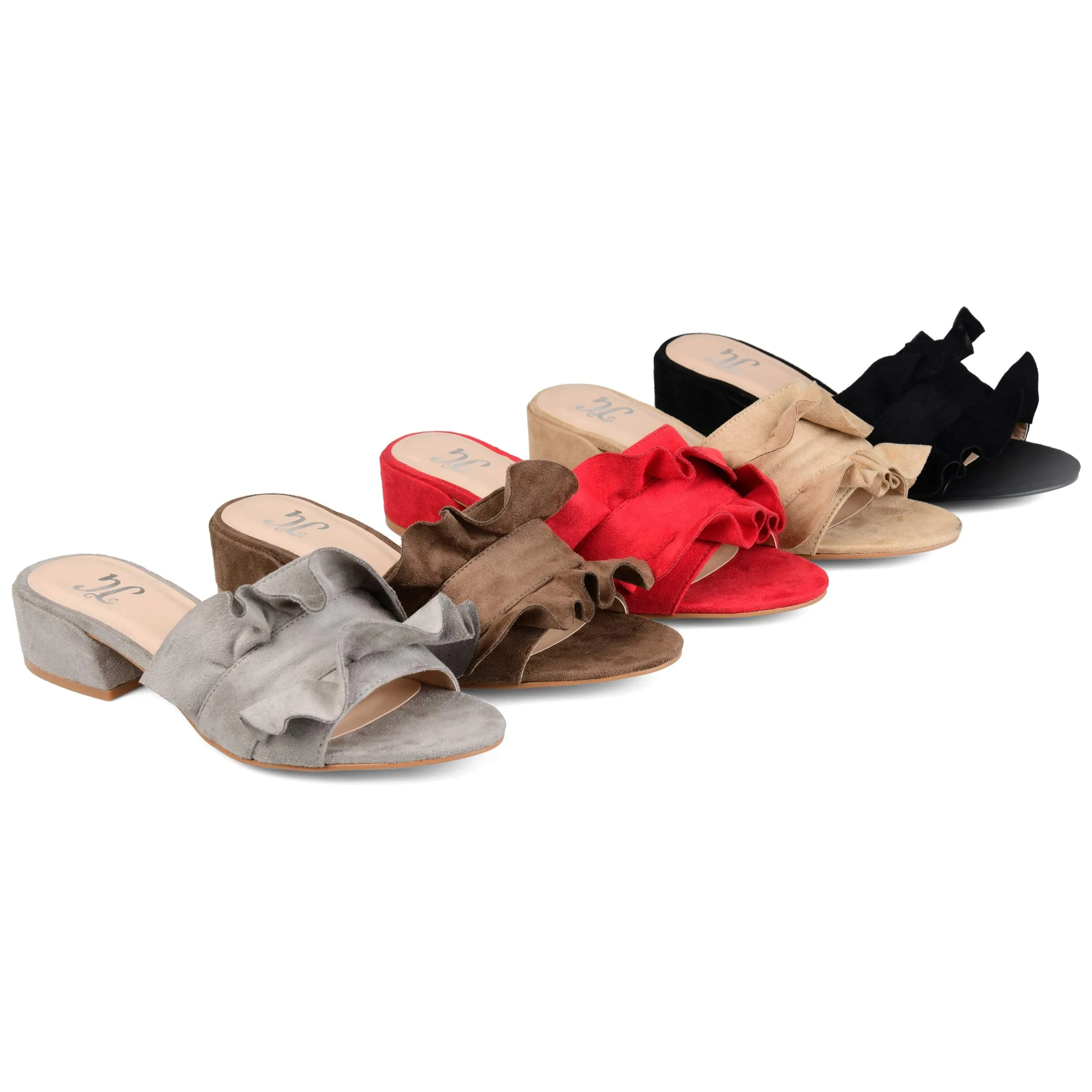 Brinley Co. Womens Salest Ruffle Faux Suede Slide-on Mules Black, 8 Regular US