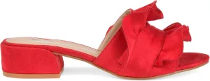 Brinley Co. Womens Salest Ruffle Faux Suede Slide-on Mules Red, 5.5 Regular US