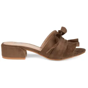 Brinley Co. Womens Salest Ruffle Faux Suede Slide-on Mules Taupe, 10 Regular US