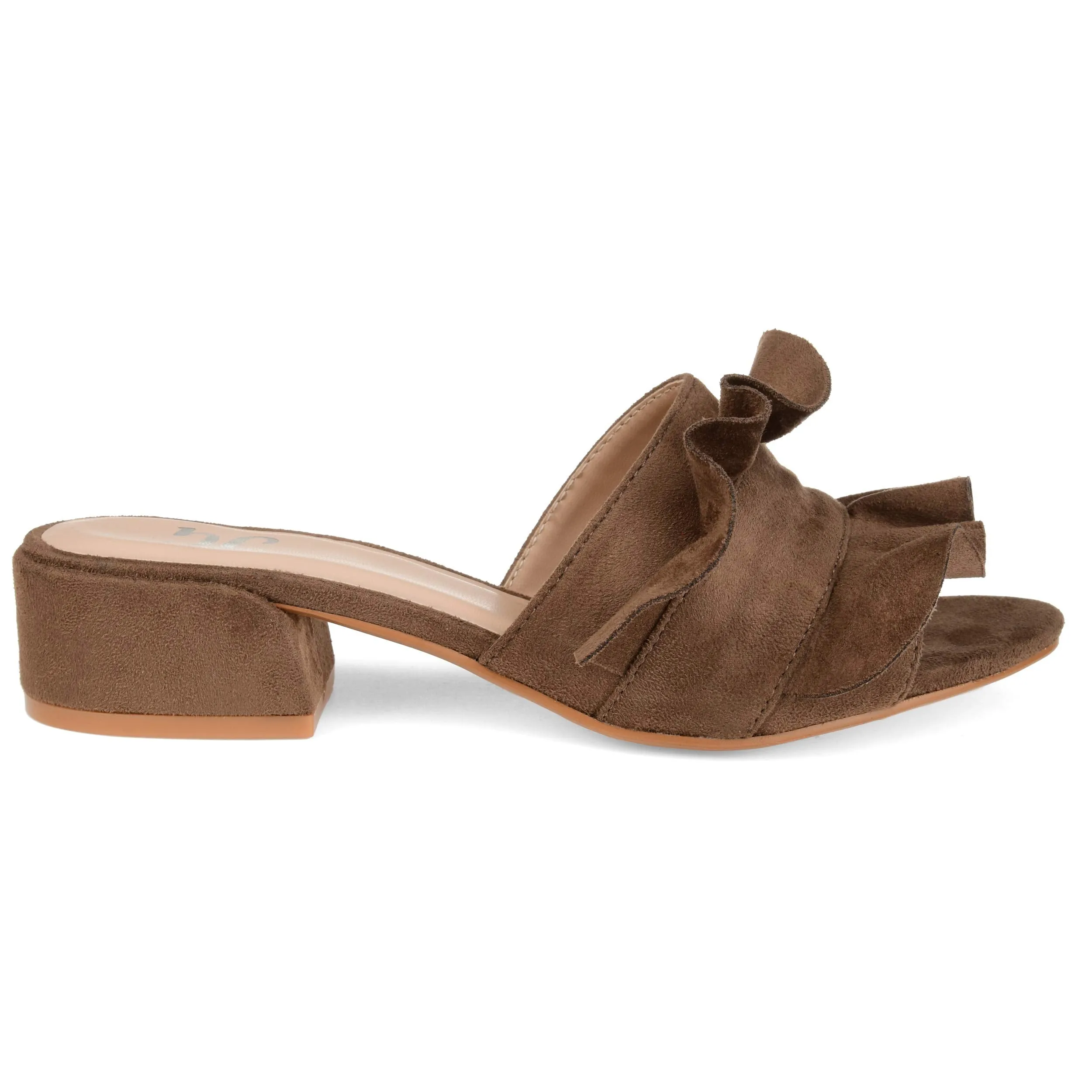 Brinley Co. Womens Salest Ruffle Faux Suede Slide-on Mules Taupe, 10 Regular US