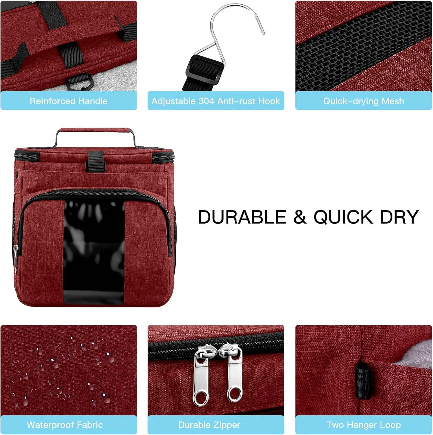 Bukere Portable Shower Caddy, Shower Caddy Tote Bag for College Dorm Travel, Hanging Toiletry Bath Bag for Student, Gym, Camp