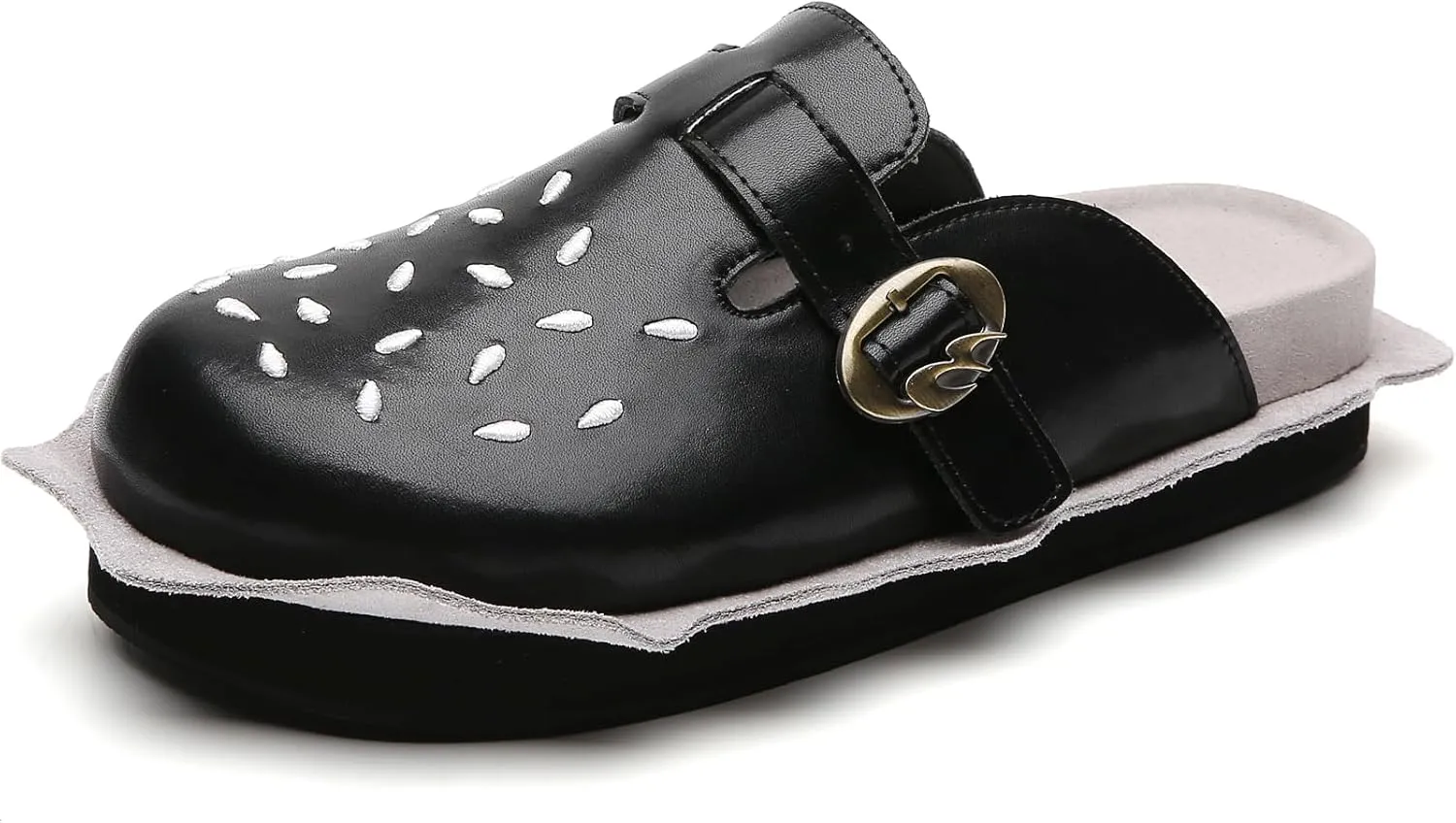 Burger Clogs for Womens Suede Leather Mules Cork Footbed Sandals Comfort Potato Shoes with Arch Support Clogs