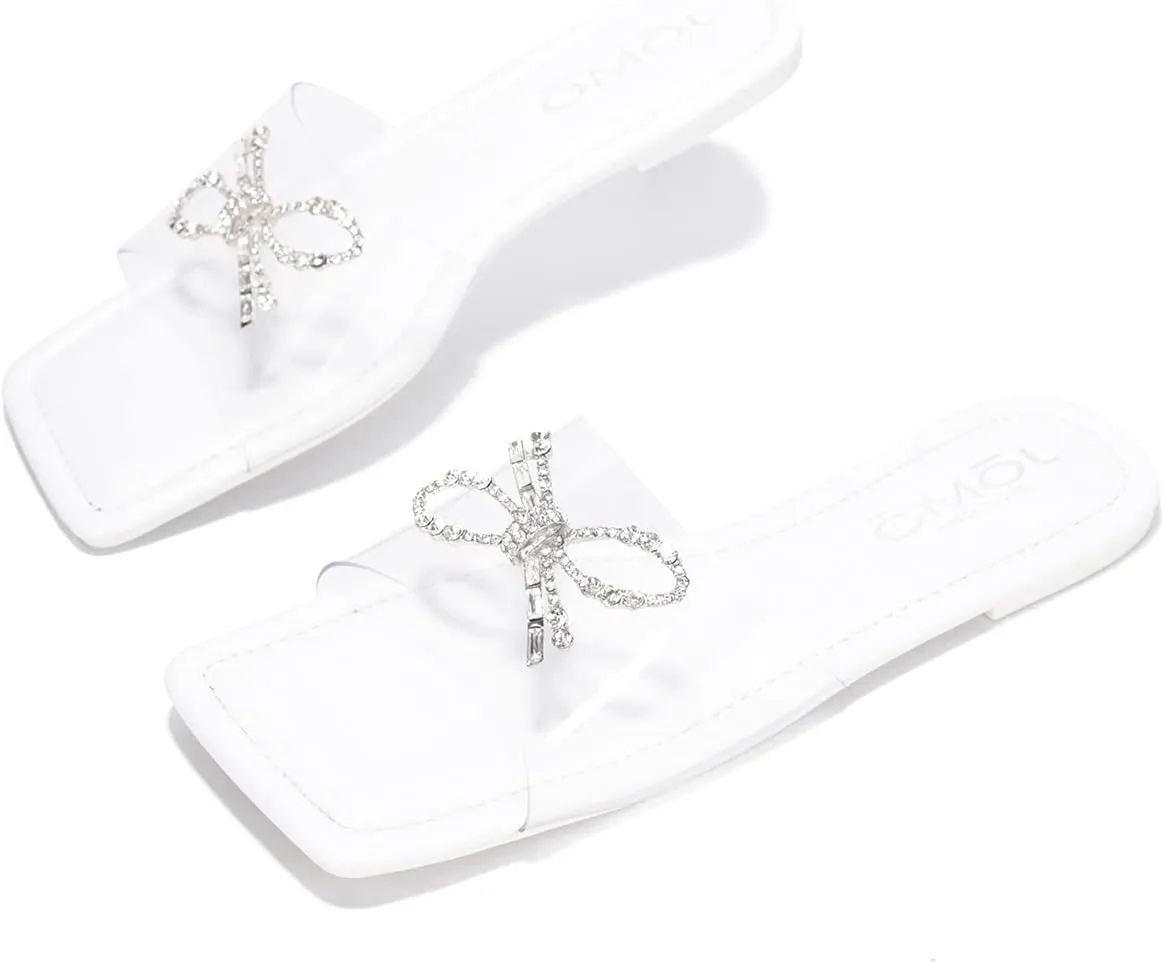 Cape Robbin Presents JOMO Kahlua Sandals Slides for Women, Womens Mules Slip On Shoes with Bow