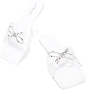 Cape Robbin Presents JOMO Kahlua Sandals Slides for Women, Womens Mules Slip On Shoes with Bow