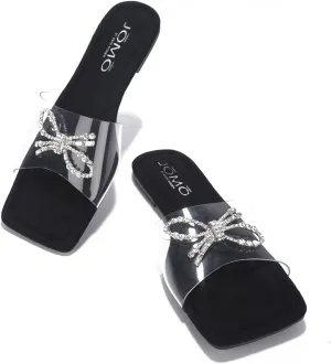 Cape Robbin Presents JOMO Kahlua Sandals Slides for Women, Womens Mules Slip On Shoes with Bow