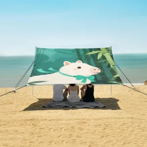 Capybara Chinese Bamboo Beach Camping Tent Sun Shelter for Whole Family, Beach Shade Canopy with UPF50  UV Protection,Easy Set Up and Carry,Outdoor Shade for Trips, Fishing, Backyard Fun Picnic
