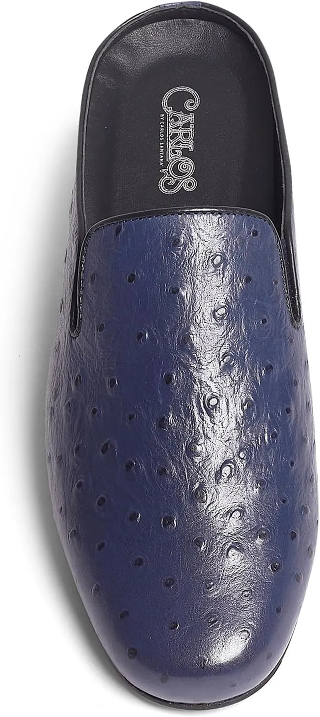 Carlos Santana Achilles Ostrich Mules for Men |Slip-On| Leather Footbed & Durable Rubber Outsole