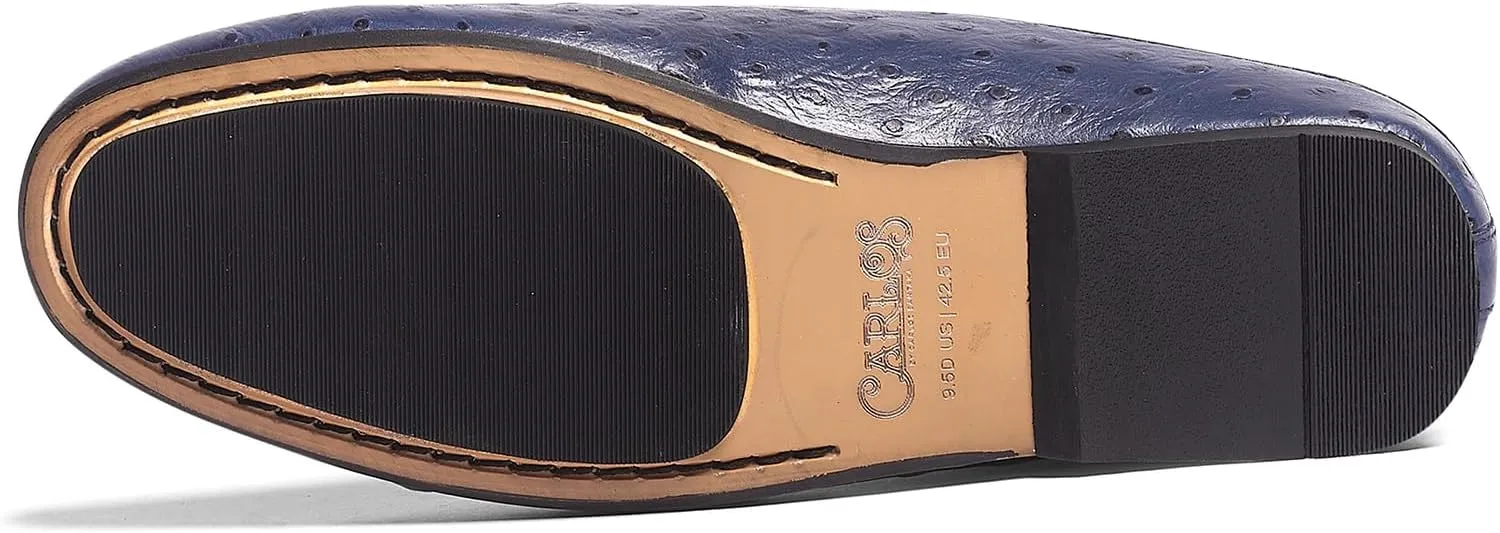 Carlos Santana Achilles Ostrich Mules for Men |Slip-On| Leather Footbed & Durable Rubber Outsole