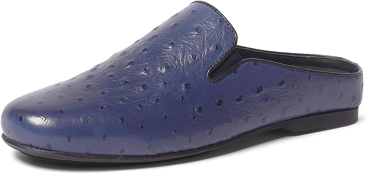 Carlos Santana Achilles Ostrich Mules for Men |Slip-On| Leather Footbed & Durable Rubber Outsole