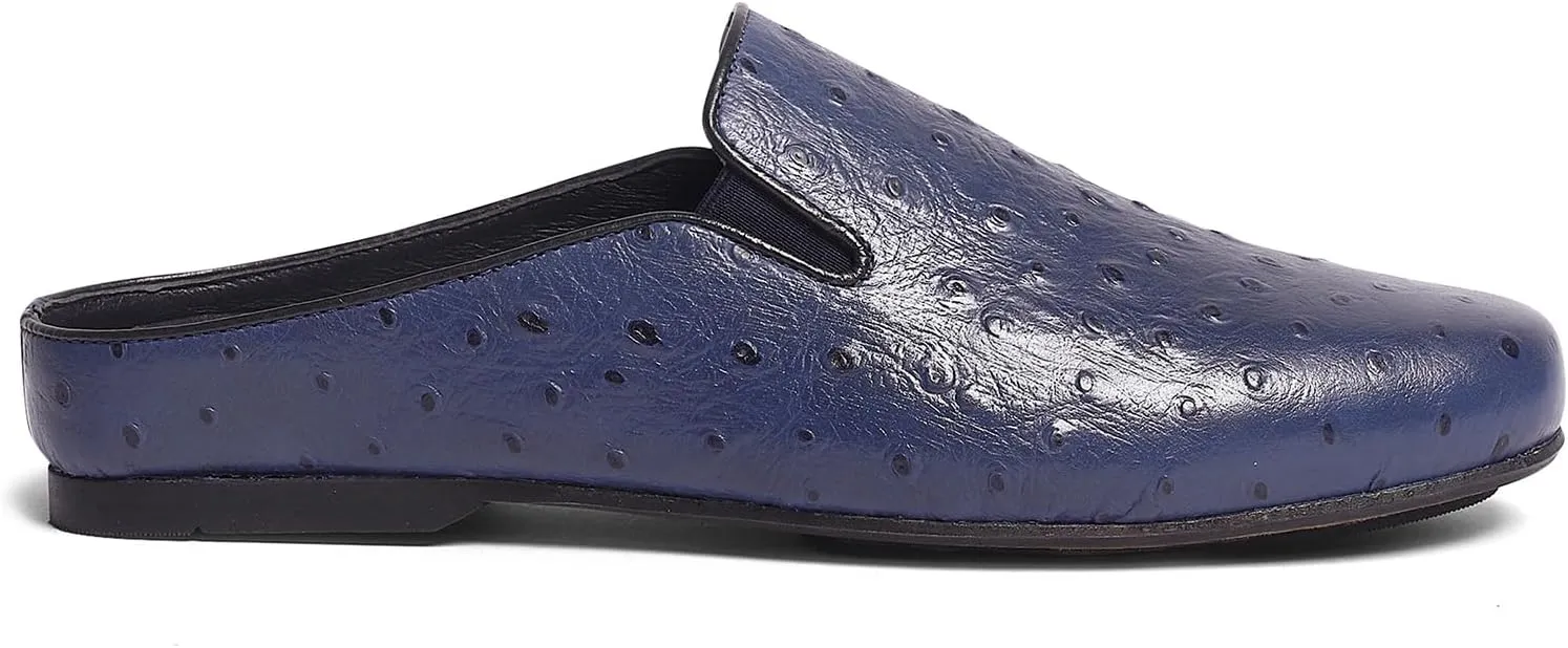 Carlos Santana Achilles Ostrich Mules for Men |Slip-On| Leather Footbed & Durable Rubber Outsole