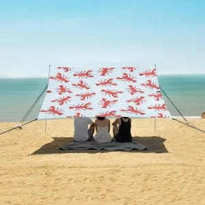 Cartoon Lobster Beach Camping Tent Sun Shelter for Whole Family, Blue Wave Beach Shade Canopy with UPF50  UV Protection,Easy Set Up and Carry,Outdoor Shade for Trips, Fishing, Backyard Fun Picni