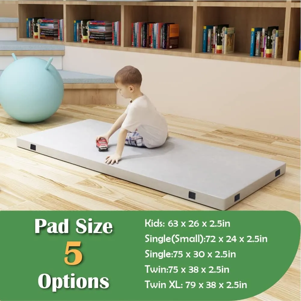 CertiPUR-US Memory Foam Camping Mattress Small (72"×24"×2.5"), Portable Roll Up Sleep Mat for Travel, Floor, Tent, Outdoor Tent Mattress Pad, Removable Cover Travel Bag White