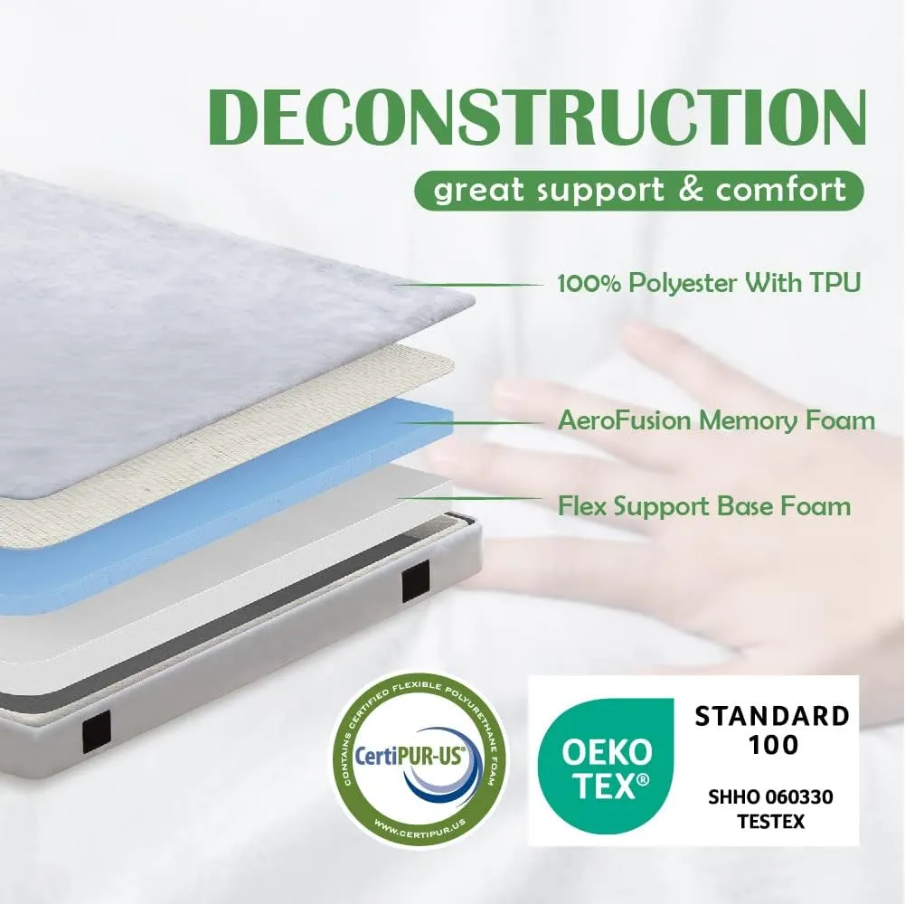 CertiPUR-US Memory Foam Camping Mattress Small (72"×24"×2.5"), Portable Roll Up Sleep Mat for Travel, Floor, Tent, Outdoor Tent Mattress Pad, Removable Cover Travel Bag White