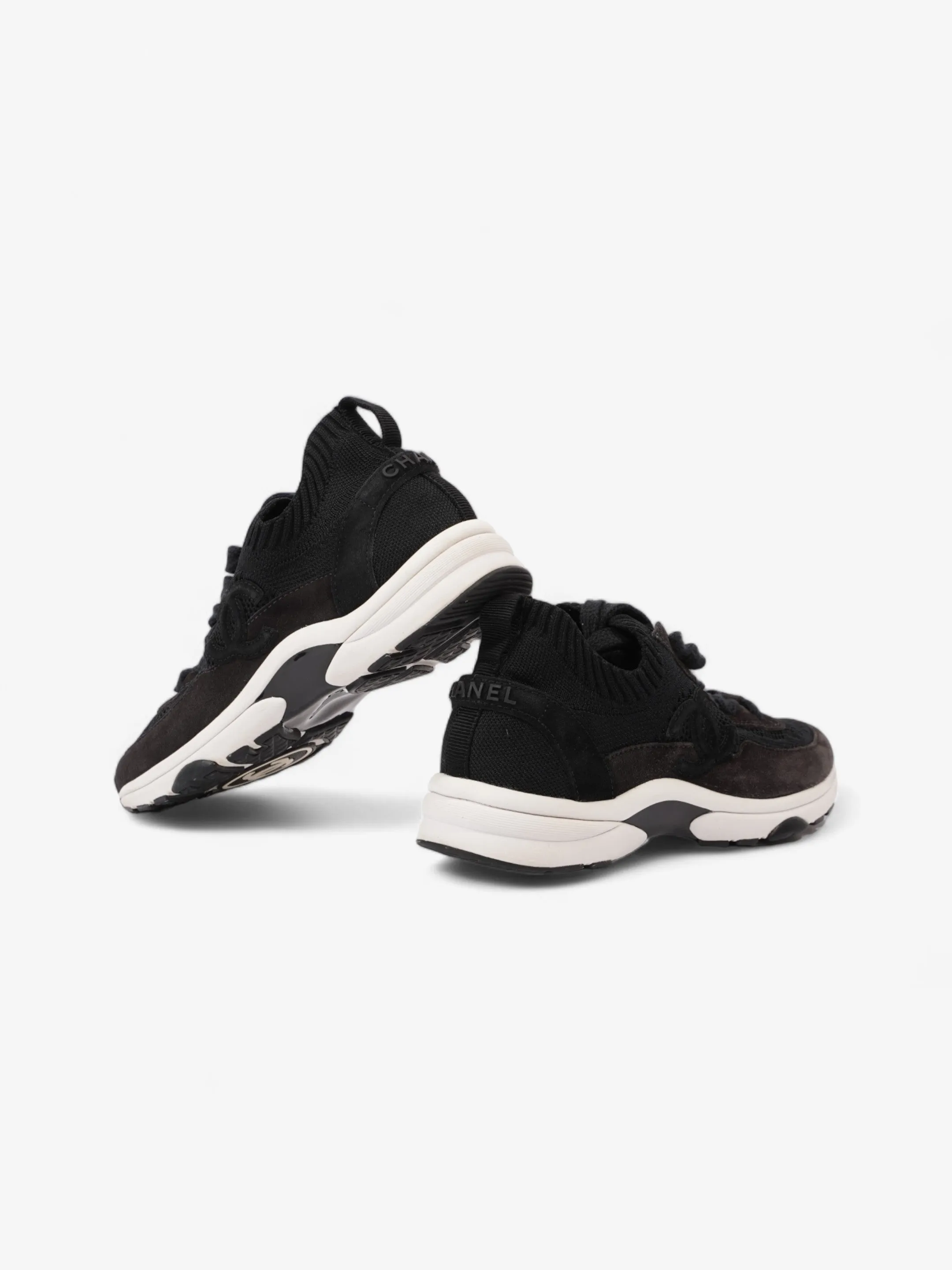 Chanel CC Logo Knit Sneaker Black Cotton EU 38 UK 5
