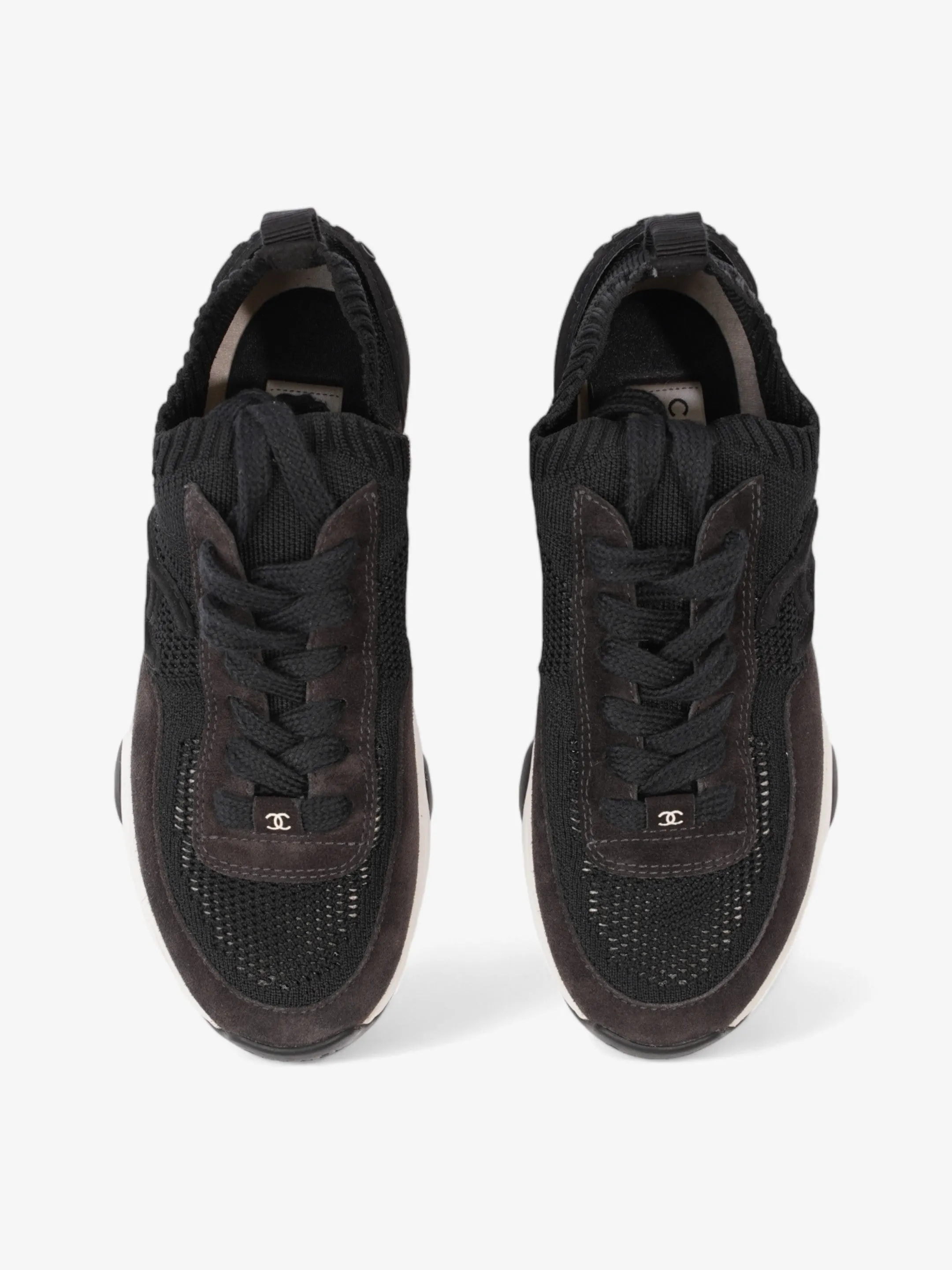 Chanel CC Logo Knit Sneaker Black Cotton EU 38 UK 5
