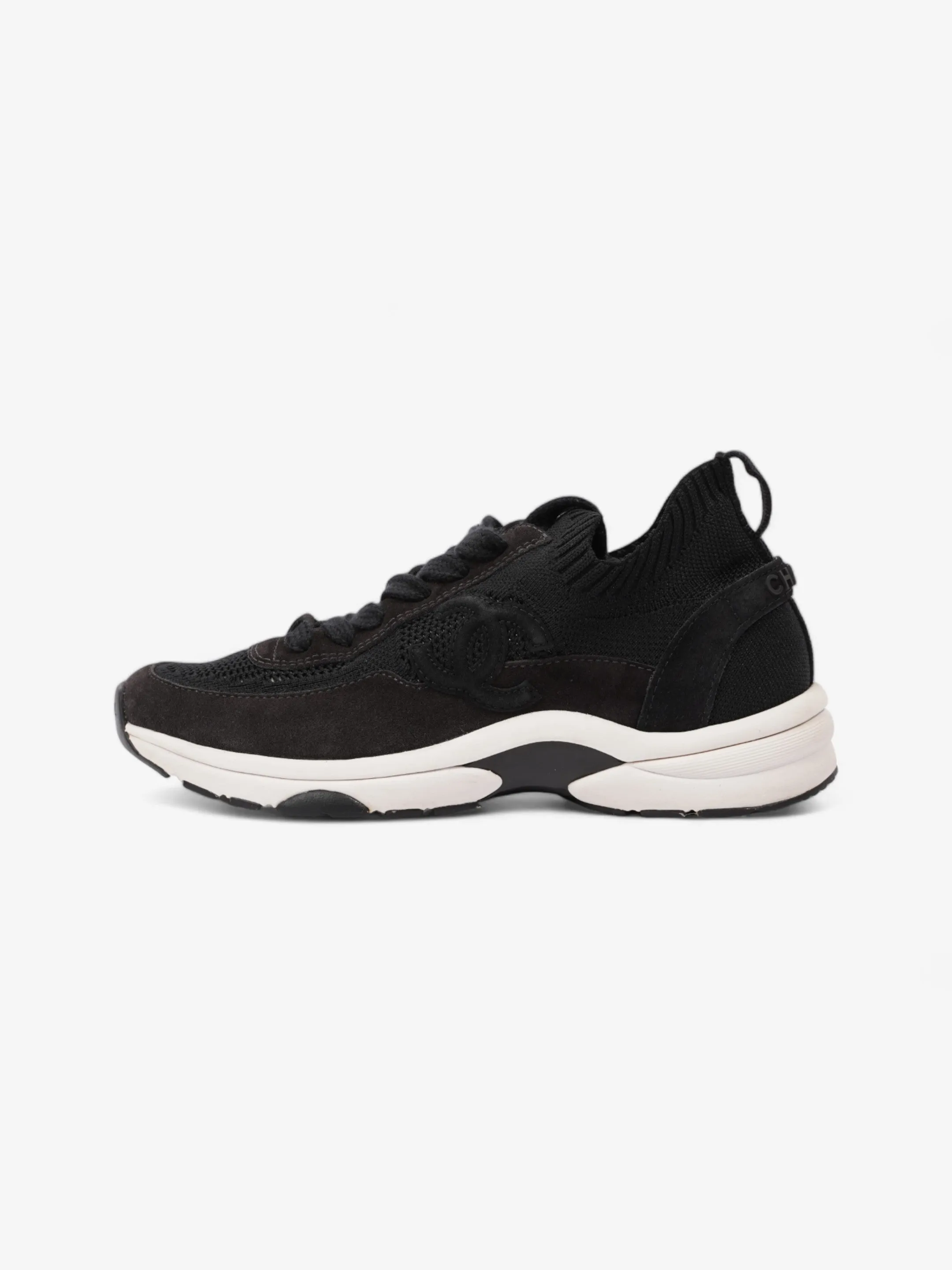 Chanel CC Logo Knit Sneaker Black Cotton EU 38 UK 5