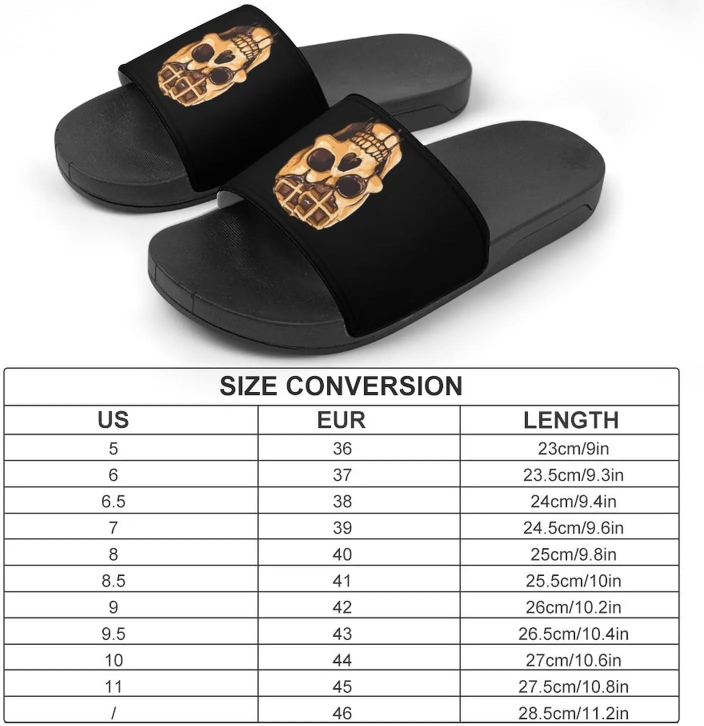 Chocolate Waffle Skull Head Unisex Non-Slip Home Slippers Open-toe Outdoor Indoor Slide Shoes Shower Sandals