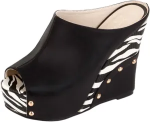 Ciuyurra Women Fashion Mules Sandals Peep Toe Wedge High Heels