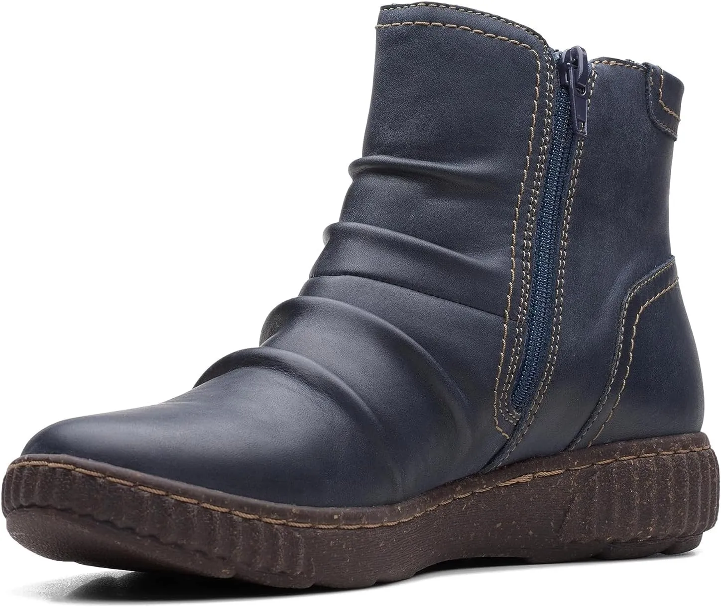Clarks Unisex CarolineOrchid Sneaker, Navy Leath, 0 US Women