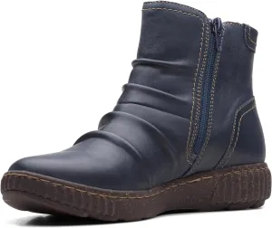 Clarks Unisex CarolineOrchid Sneaker, Navy Leath, 0 US Women