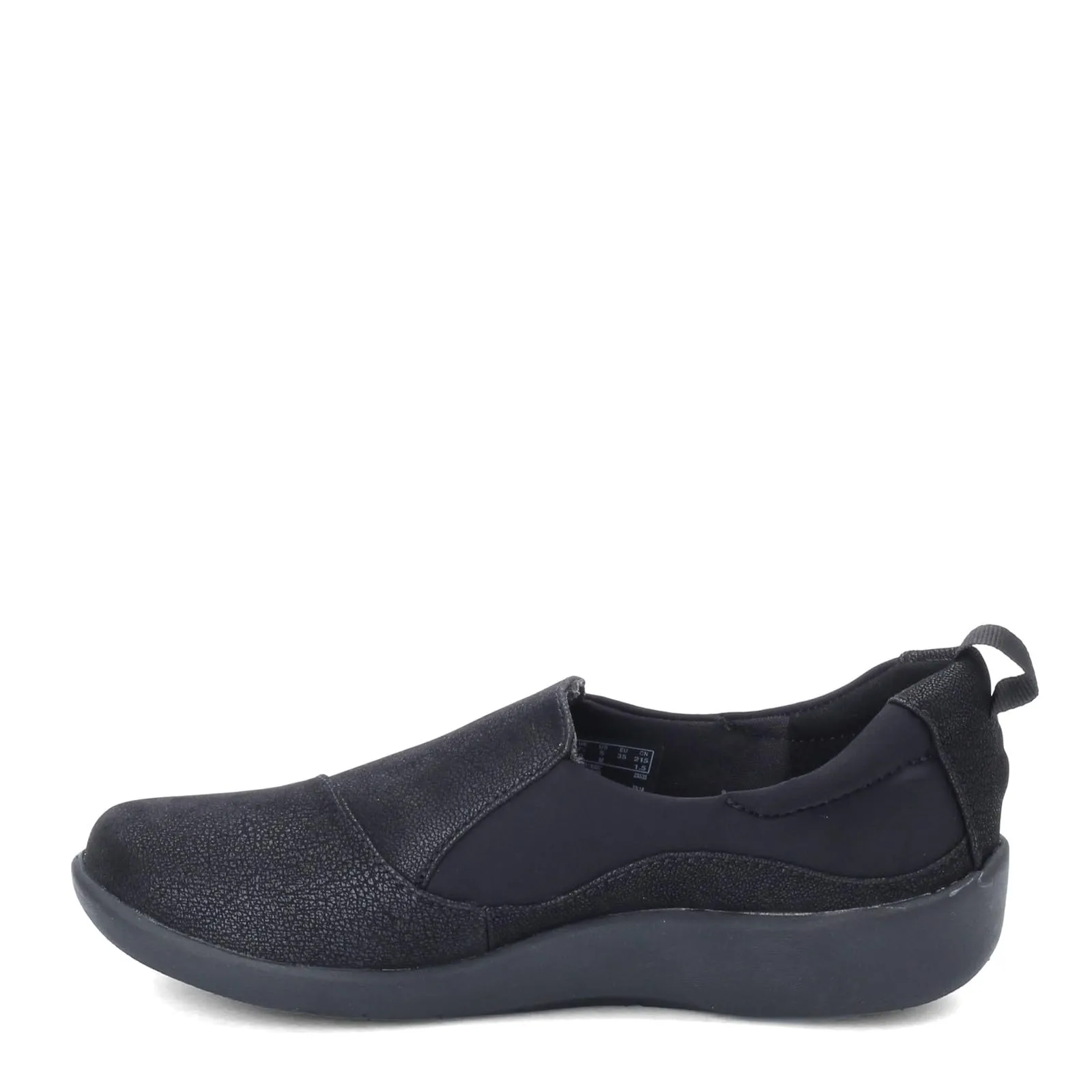 Clarks Women's CloudSteppers Sillian Paz Slip-On Loafer, Black Synthetic Nubuck, 10 W US