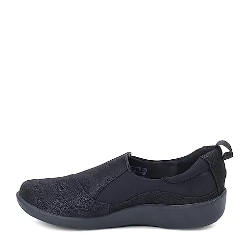 Clarks Women's CloudSteppers Sillian Paz Slip-On Loafer, Black Synthetic Nubuck, 6 W US