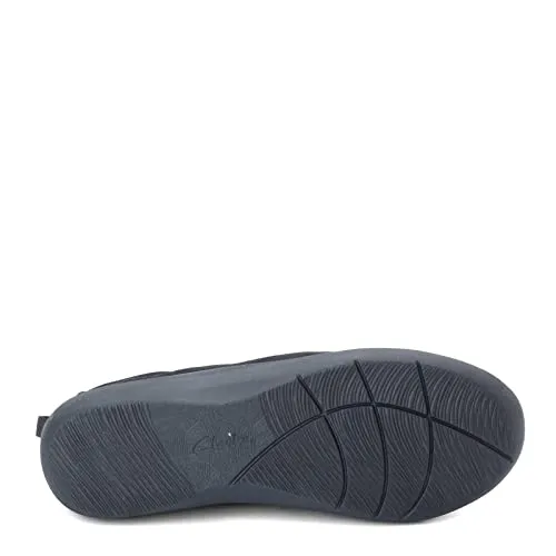 Clarks Women's CloudSteppers Sillian Paz Slip-On Loafer, Black Synthetic Nubuck, 6 W US