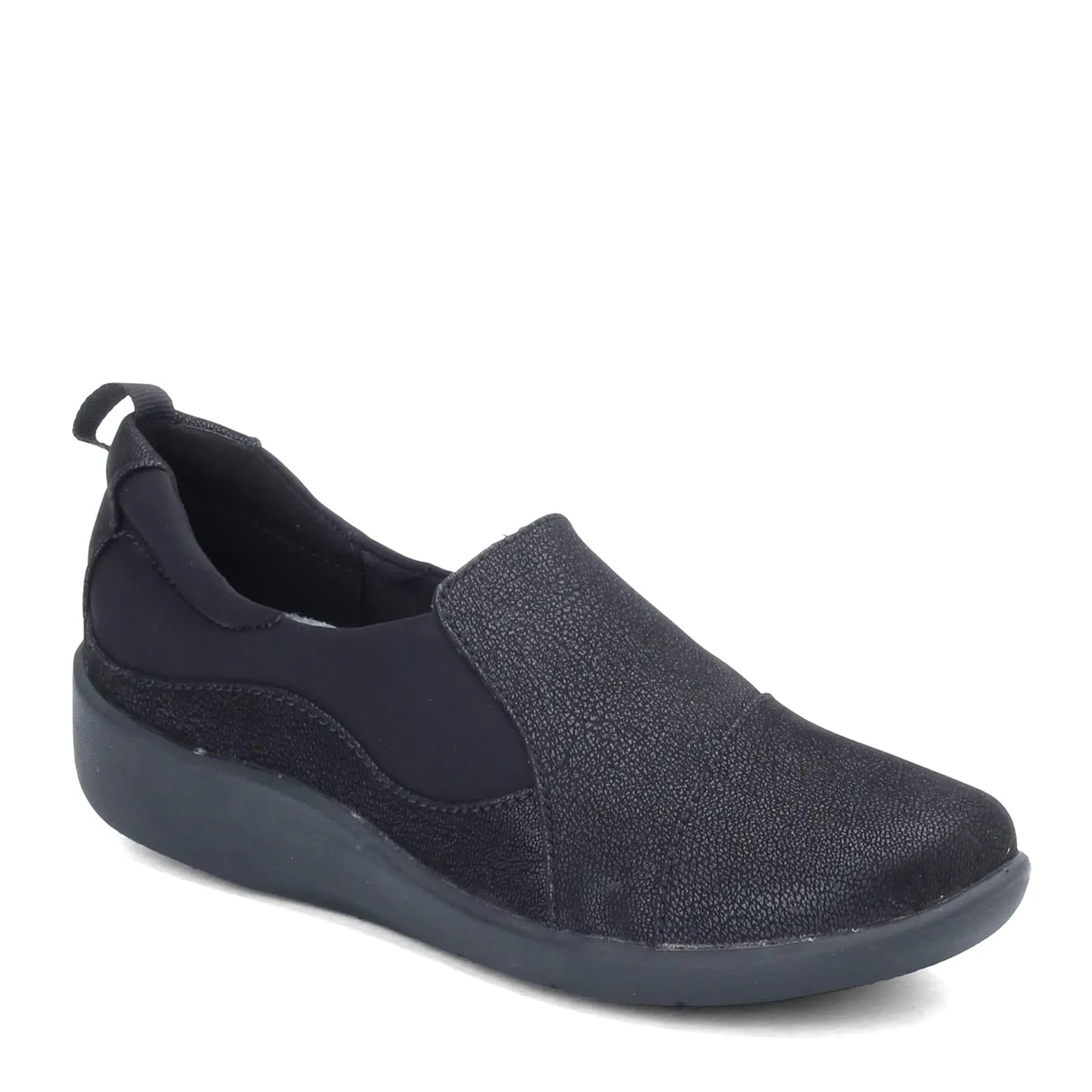 Clarks Women's CloudSteppers Sillian Paz Slip-On Loafer, Black Synthetic Nubuck, 6 W US